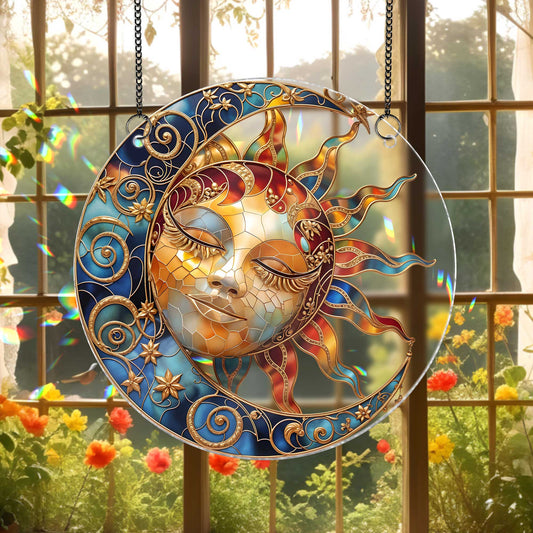 Moon & Sun Acrylic Hanging Decor - Suncatcher Ornament