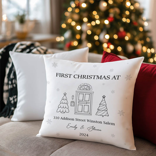 Couple - First Christmas At - Personalized Pillow