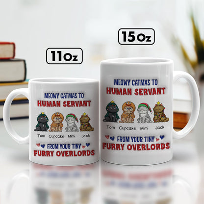 Cats - Meowy Catmas To Human Servant - Personalized Pet 3D Inflate Mug