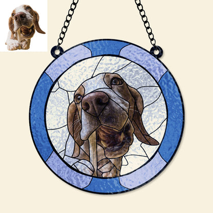 Pet Lovers - Custom Dog Portrait From Photo - Personalized Suncatcher