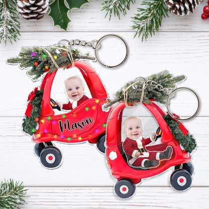 Family - Adorable Newborn Baby - Personalized Custom Photo Shaking Keychain