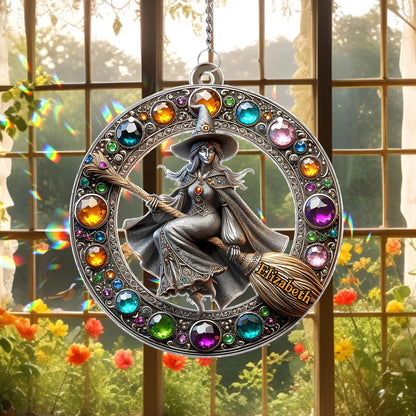 Beautiful Witch - Personalized Window Hanging Suncatcher Ornament