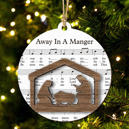 Christmas - Music Sheet Nativity Ornament - 2-Layered Mix Ornament