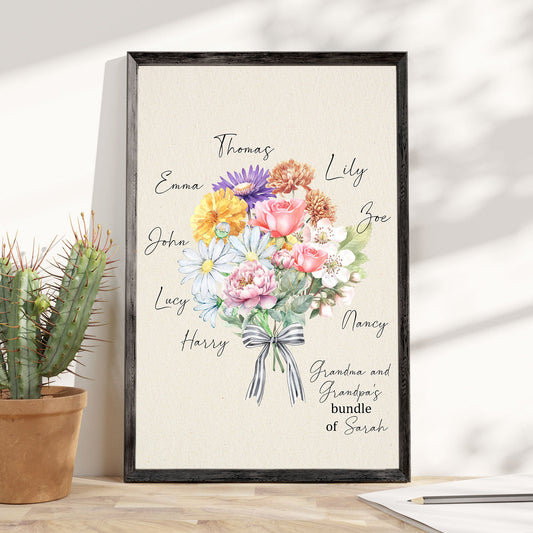 Mother - Birth Flower Bouquet - Personalized Poster