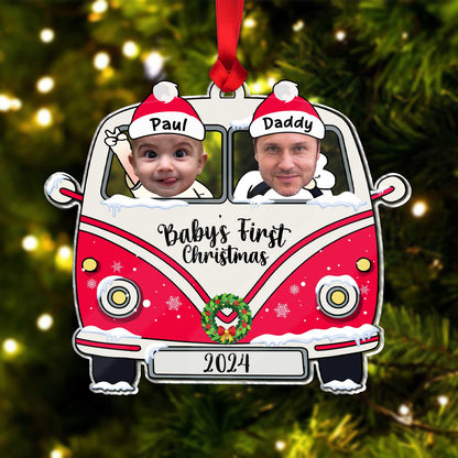 Family - Baby's First Christmas 2024 - Personalized Acrylic Car Ornament