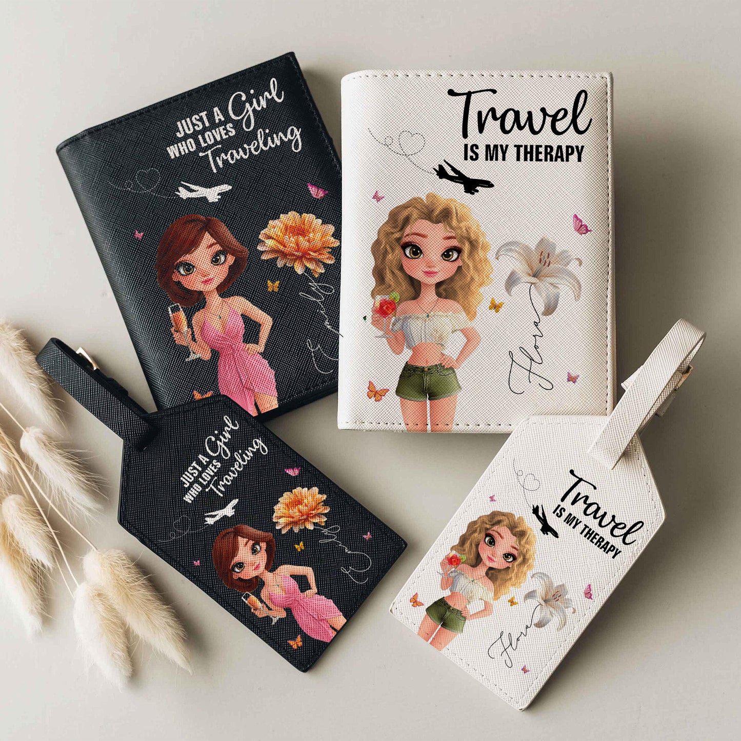 Travel Lovers - Just A Girl Who Loves Traveling -  Personalized Luggage Tag & Passport Bag