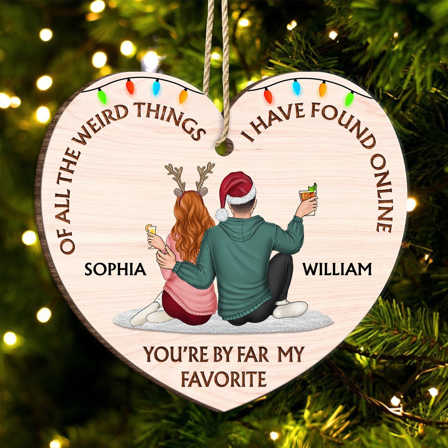 Couple - Of All The Weird Things - Personalized Custom Shaped Wooden Ornament