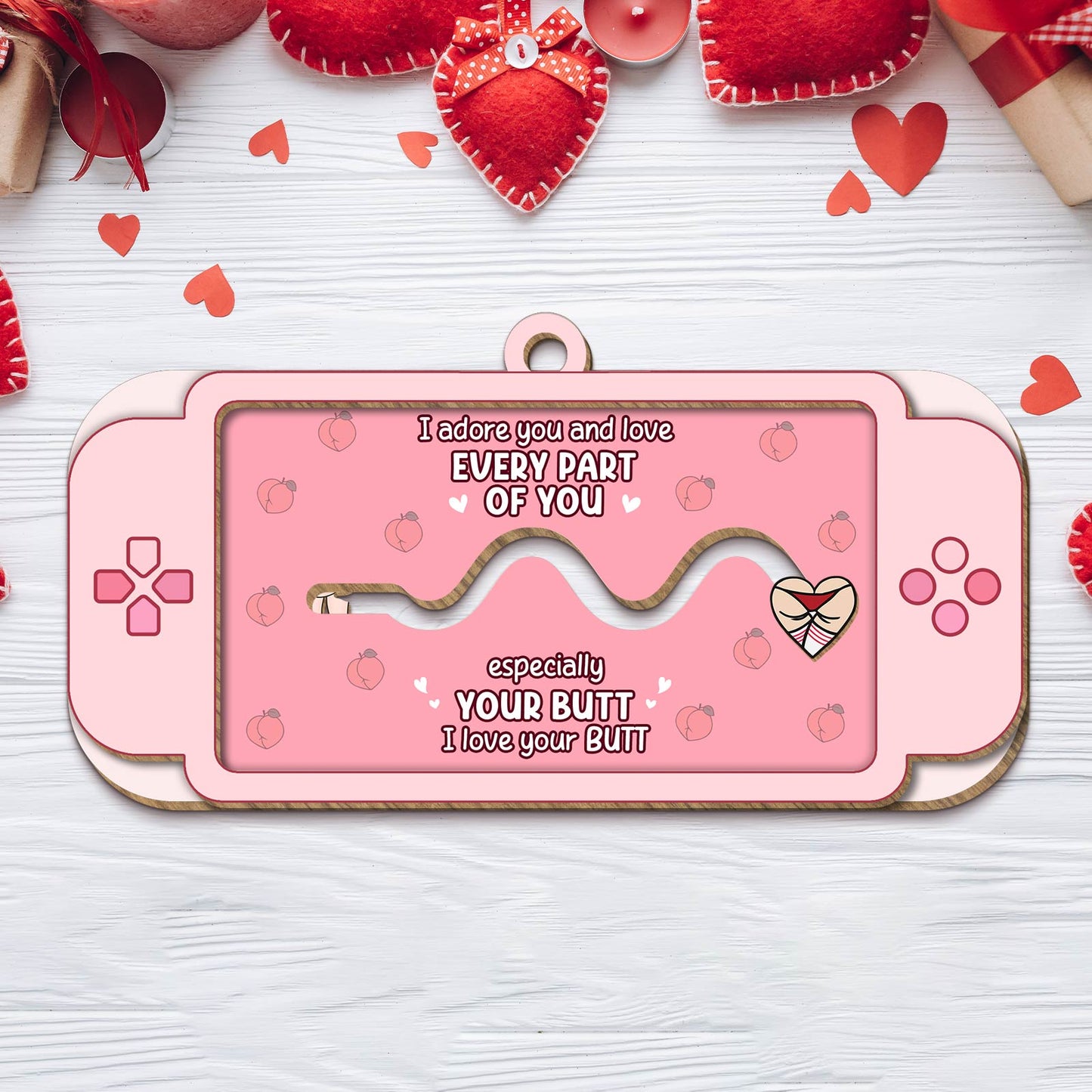 Couple - I Just Want To Touch Your Butt All The Time - Personalized Wooden Slider Card Keychain