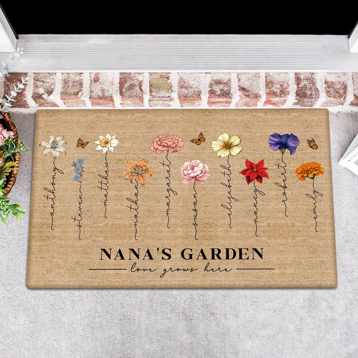 Family - Grandma‘s Garden Love Grows Here - Personalized Doormat