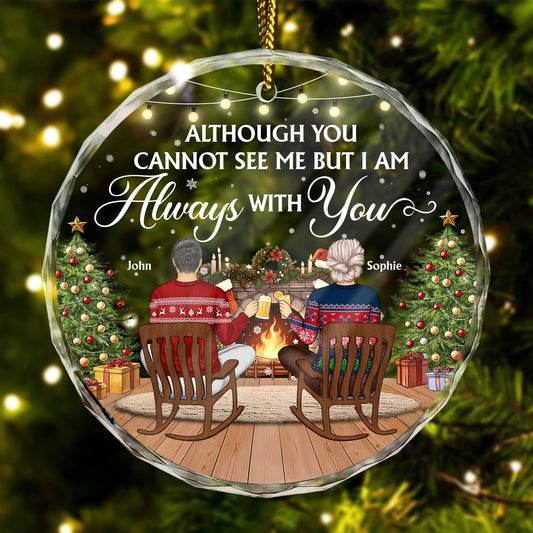 Couple - I Am Always With You Memorial Couples - Personalized Circle Glass Ornament