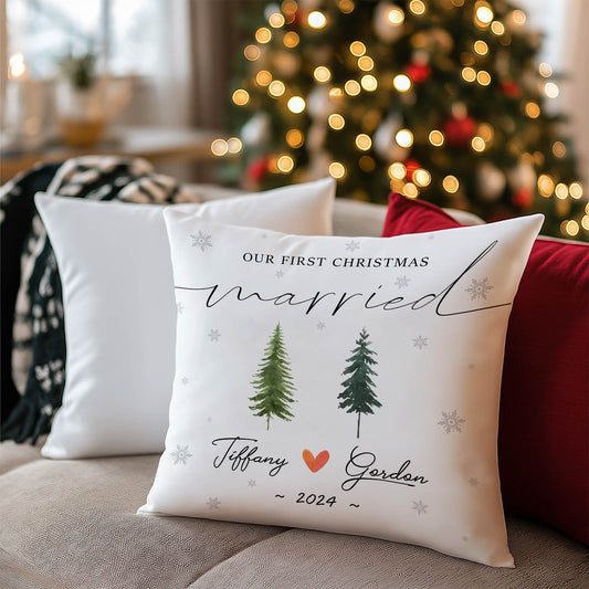 Couple - Our First Christmas Married - Personalized Pillow