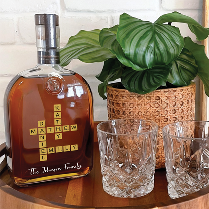Family - Personalized Crossword Whiskey Bottle