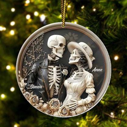 Couple - Vintage Skull Couple - Personalized Acrylic Ornament