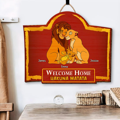 Family - Welcome Home - Personalized Gifts For Family Wood Sign