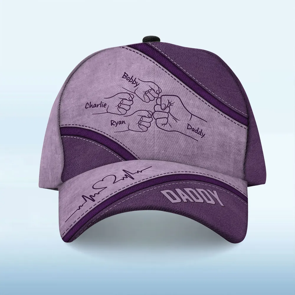 Father - Outline Fist Bump Daddy Grandpa - Personalized Classic Cap