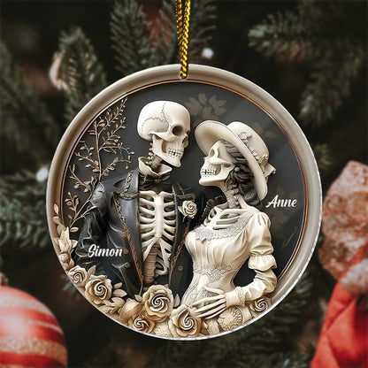 Couple - Vintage Skull Couple - Personalized Acrylic Ornament