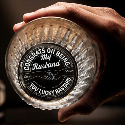 Couple - Congrats On Being My Husband/Wife - Personalized Whiskey Glass