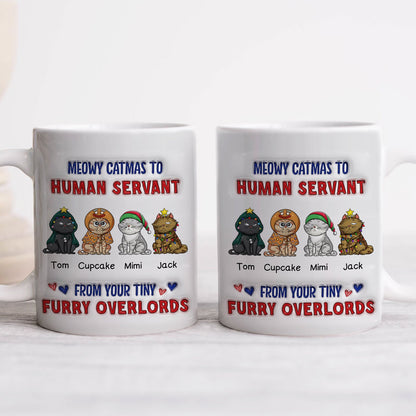 Cats - Meowy Catmas To Human Servant - Personalized Pet 3D Inflate Mug