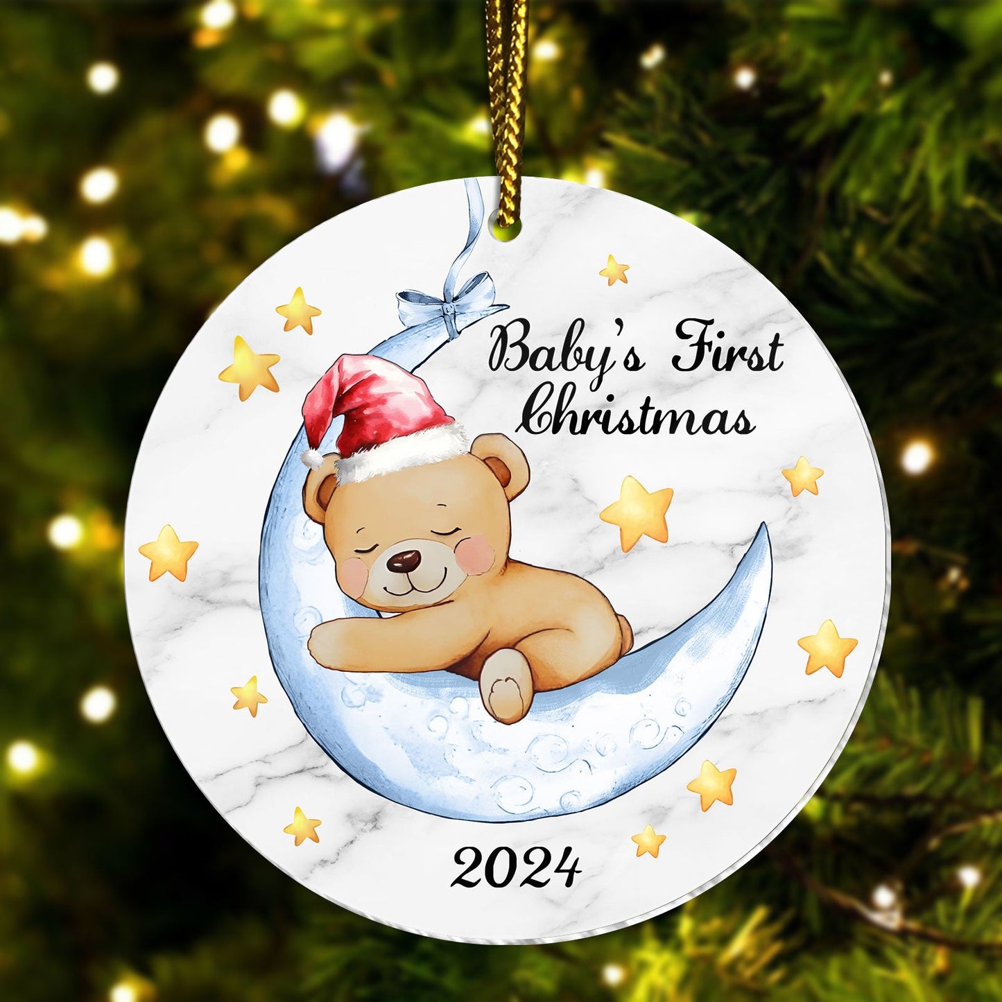 Family - Baby's First Christmas - Personalized Circle Ornament