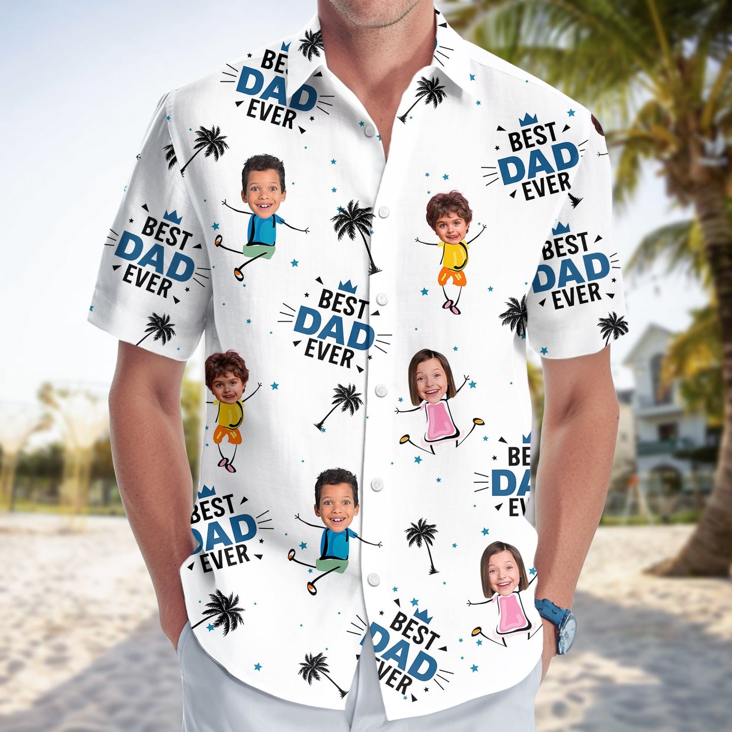 Father - Best Dad Ever - Personalized Hawaiian Shirt