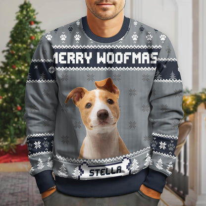 Pet Lovers - Custom Photo Feliz Navidog - Personalized Ugly Sweater