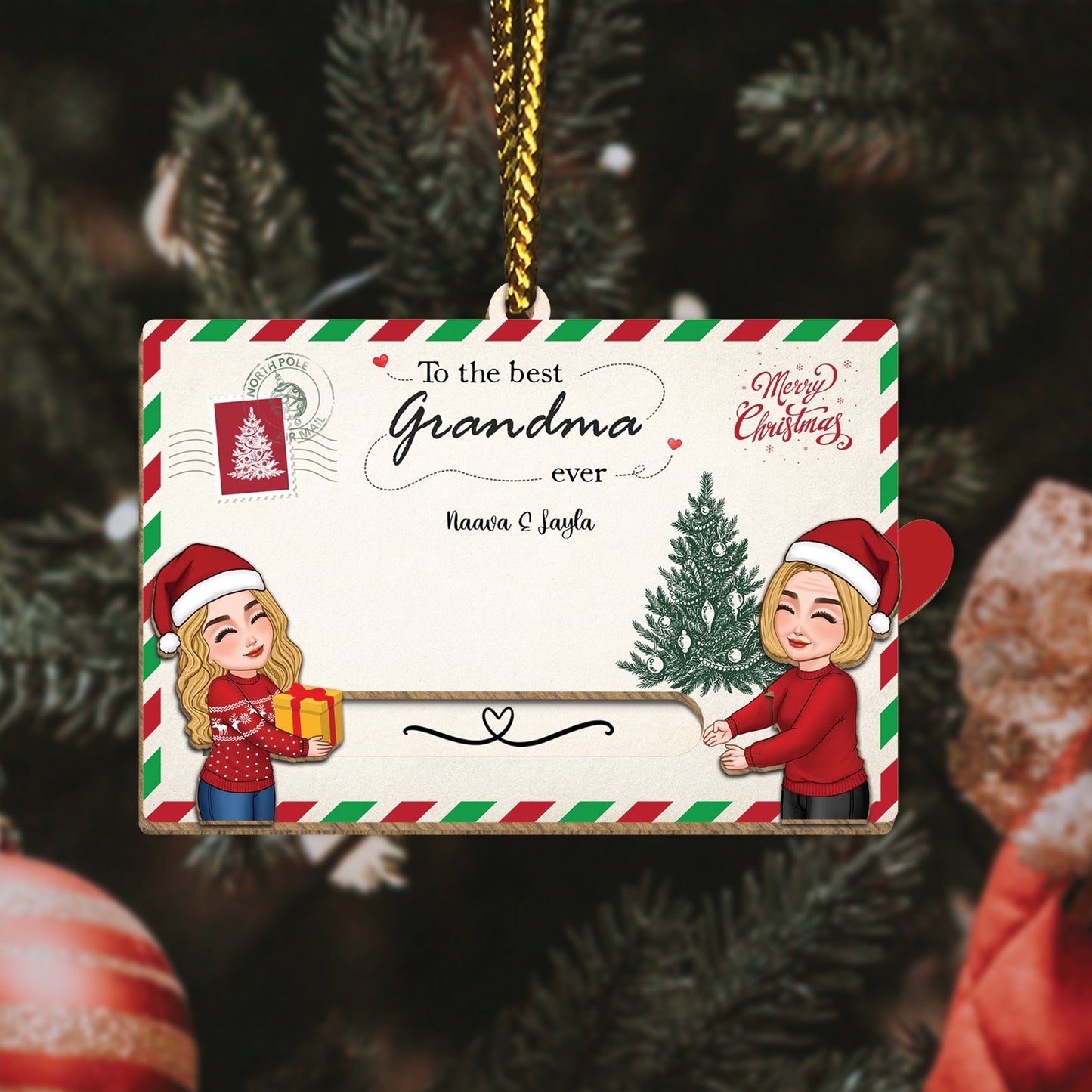 Family - To The Best Grandparents Ever - Personalized Slider Card Ornament