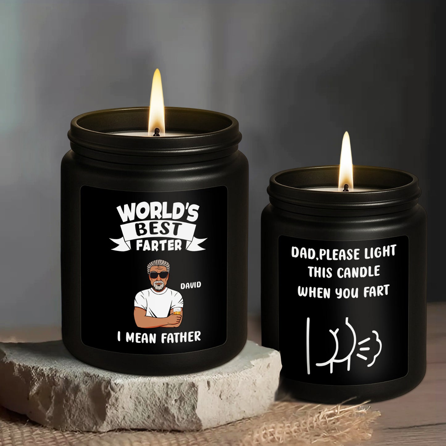 Father - Dad Please Light This Candle When You Fart - Personalized Black Scented Candle