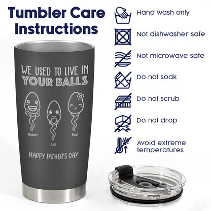 Father - We Used To Live In Your Balls - Personalized Tumbler