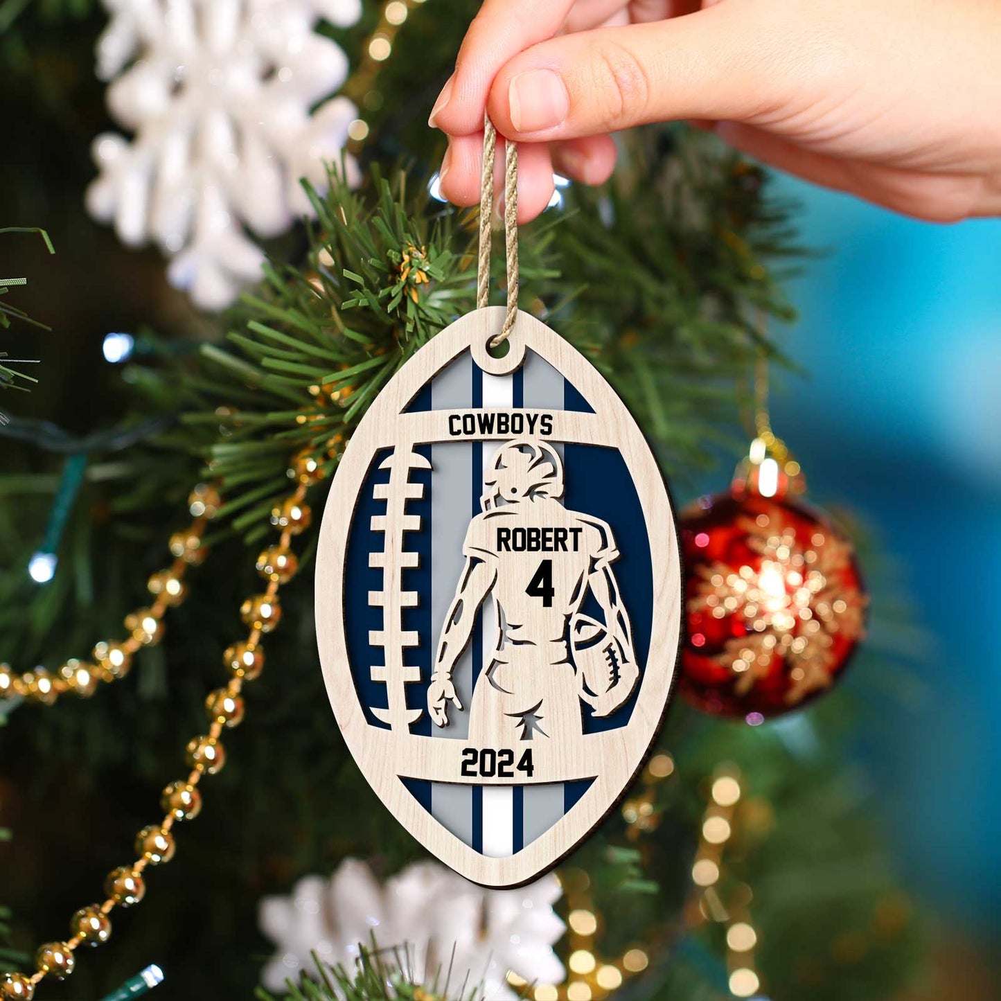 Sports - Football Player - Personalized 2-Layered Football Ornaments