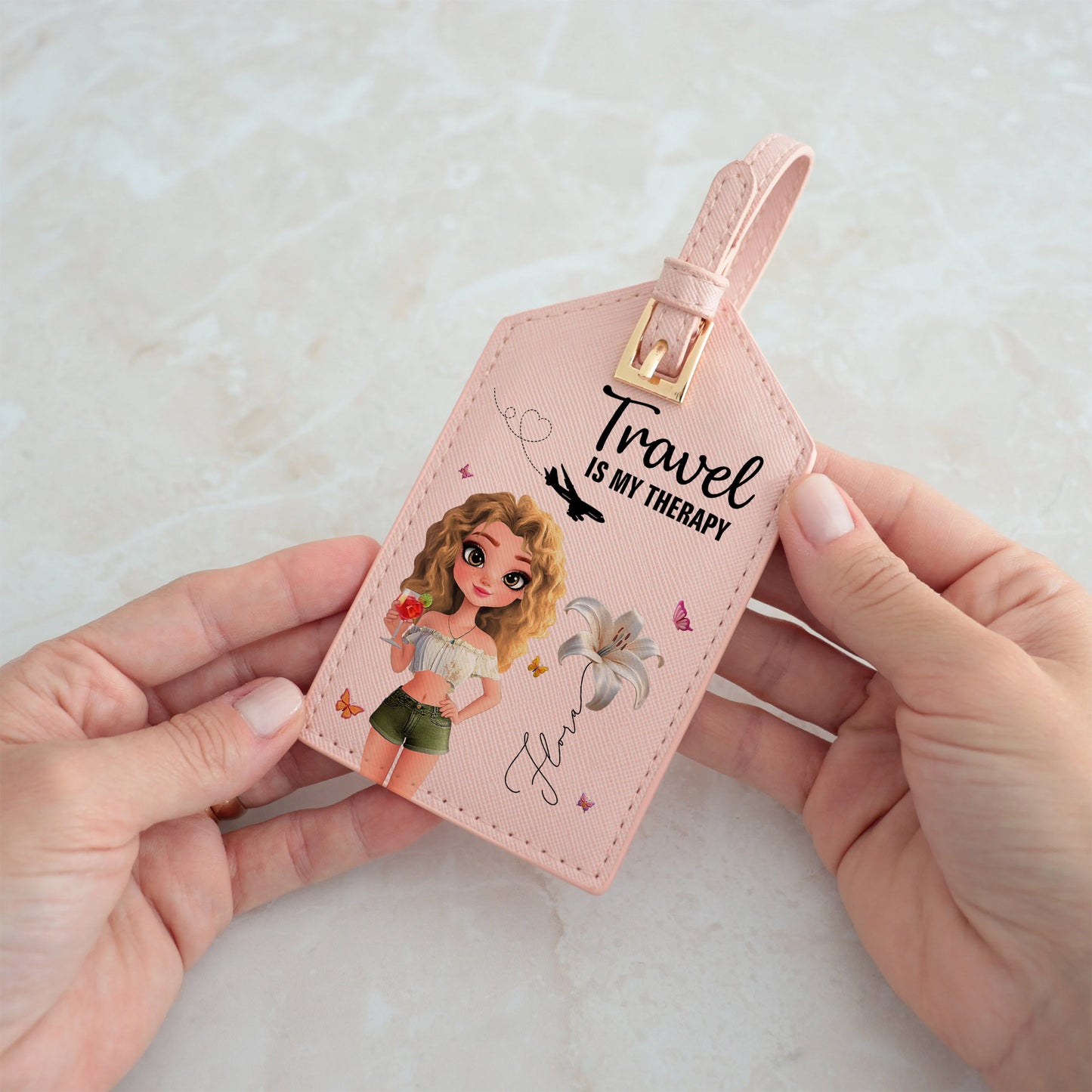 Travel Lovers - Just A Girl Who Loves Traveling -  Personalized Luggage Tag & Passport Bag