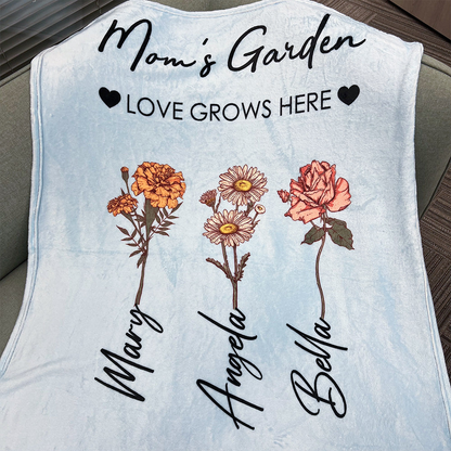 Mother - Mom's Garden Is Her Children - Personalized Blankets