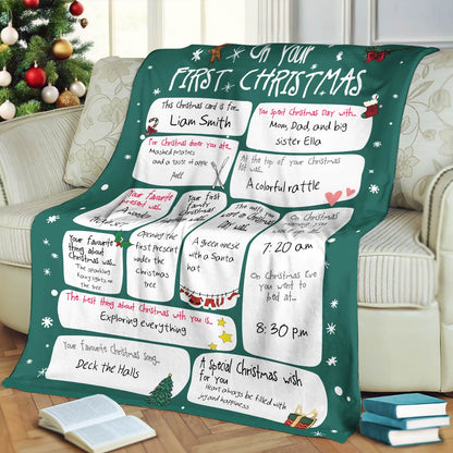 Family - On Baby First Christmas - Personalized Blanket