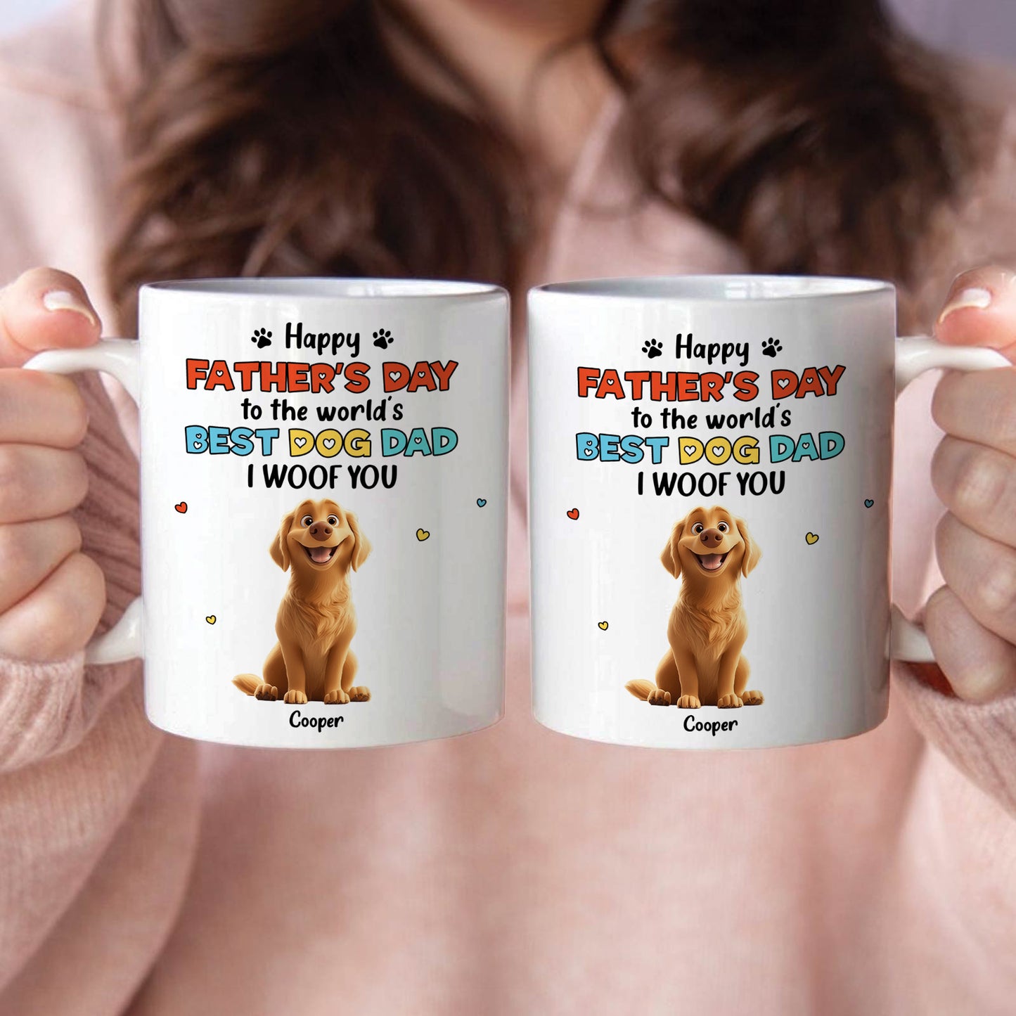 Pet Lovers - Happy Father's Day To The World's Best Dog Dad We Woof You - Personalized Mug
