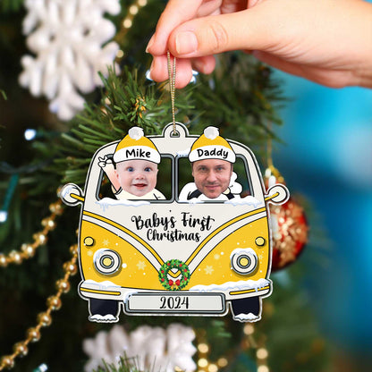 Family - Baby's First Christmas 2024 - Personalized Acrylic Car Ornament