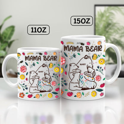 Mother - Mama Bear Floral Style - Personalized Mug