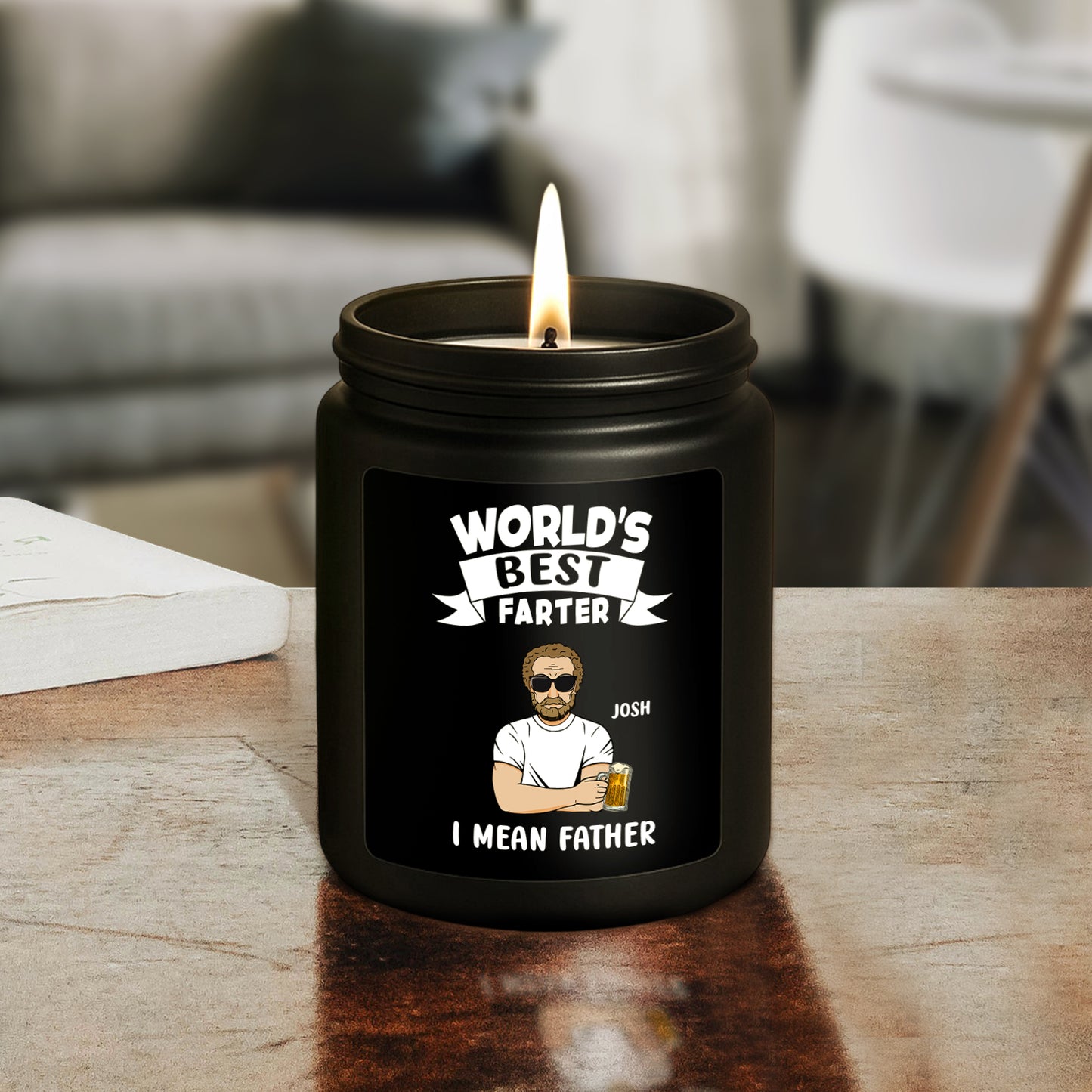 Father - Dad Please Light This Candle When You Fart - Personalized Black Scented Candle