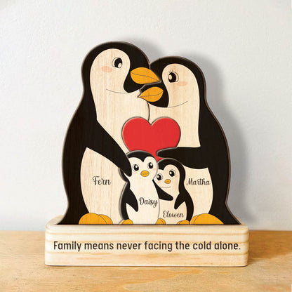 Family - Eternal Love Of Ours - Personalized Wooden Penguin Puzzle