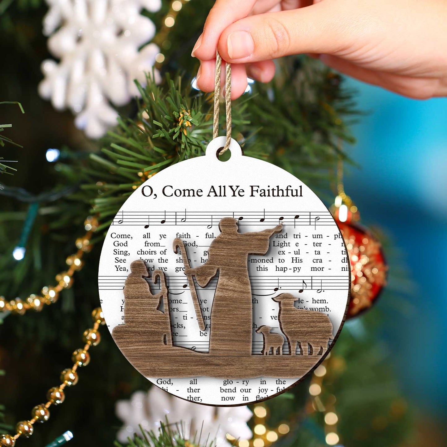 Christmas - Music Sheet Nativity Ornament - 2-Layered Mix Ornament