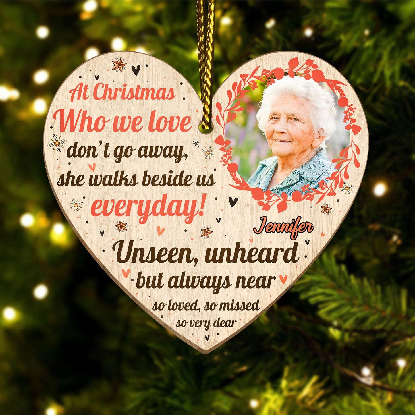 Family - In Loving Memory Robin Christmas Decoration - Personalized Wood Photo Ornament