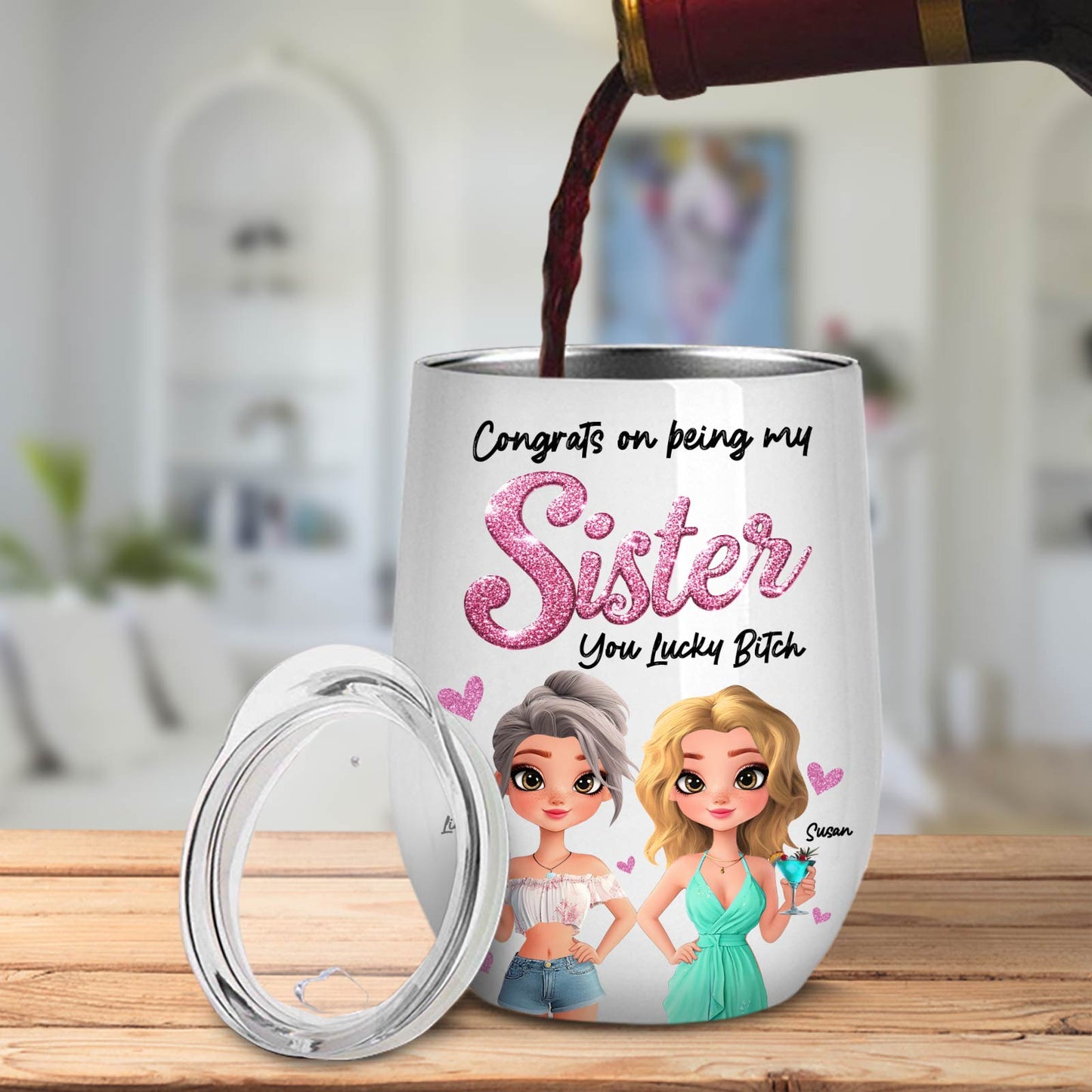 Besties - Congrats On Being My Bestie - Personalized Wine Tumbler