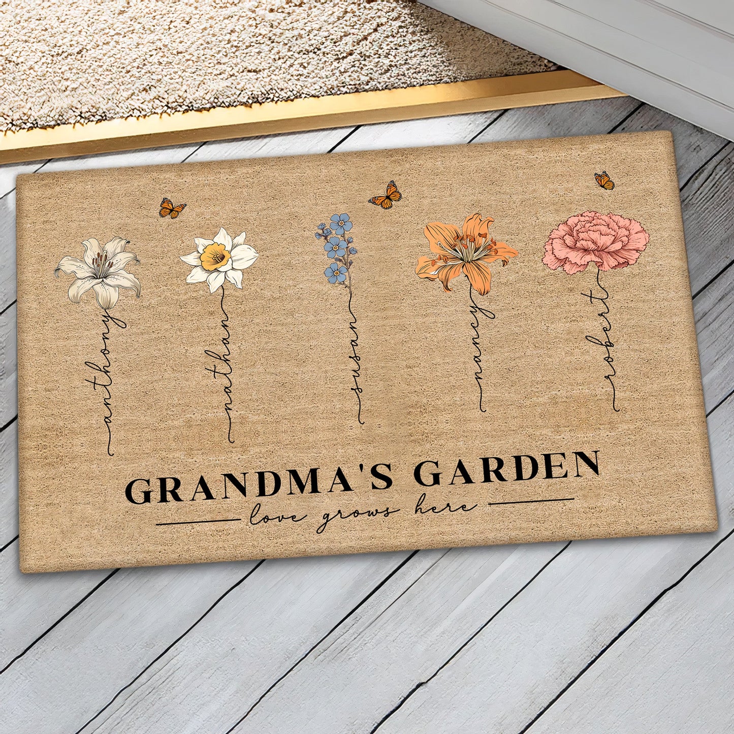 Family - Grandma‘s Garden Love Grows Here - Personalized Doormat