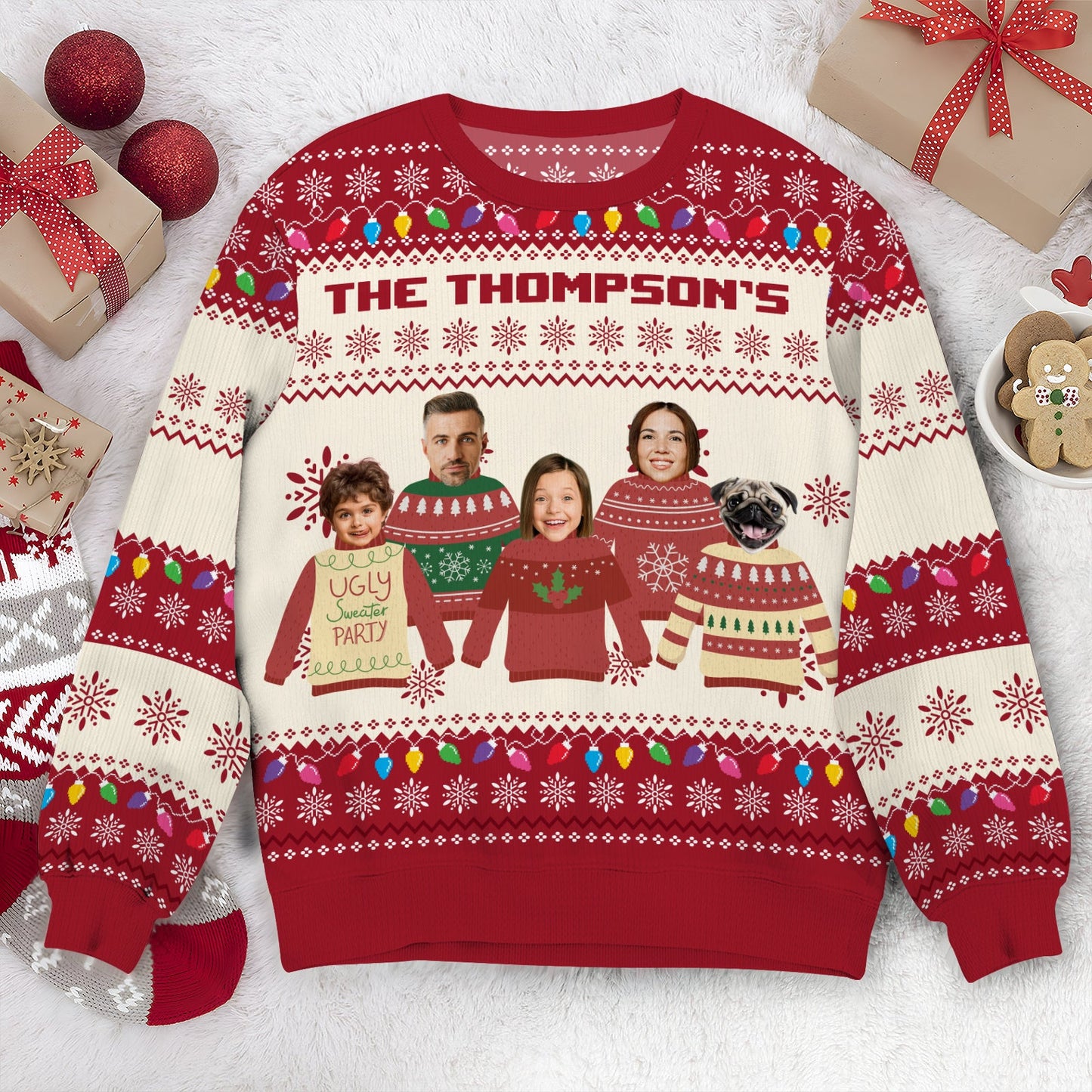 Family - Custom Face Funny Silly Family, Friends, Co-Workers - Personalized Ugly Sweater