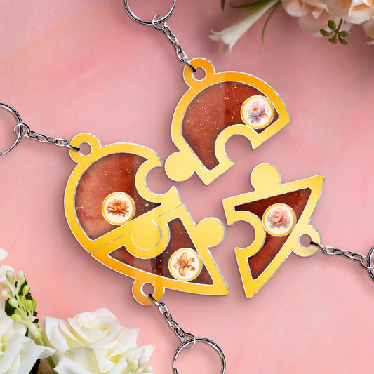 Bestie - Friendship Puzzle Hearts - Personalized Shaking Keychain