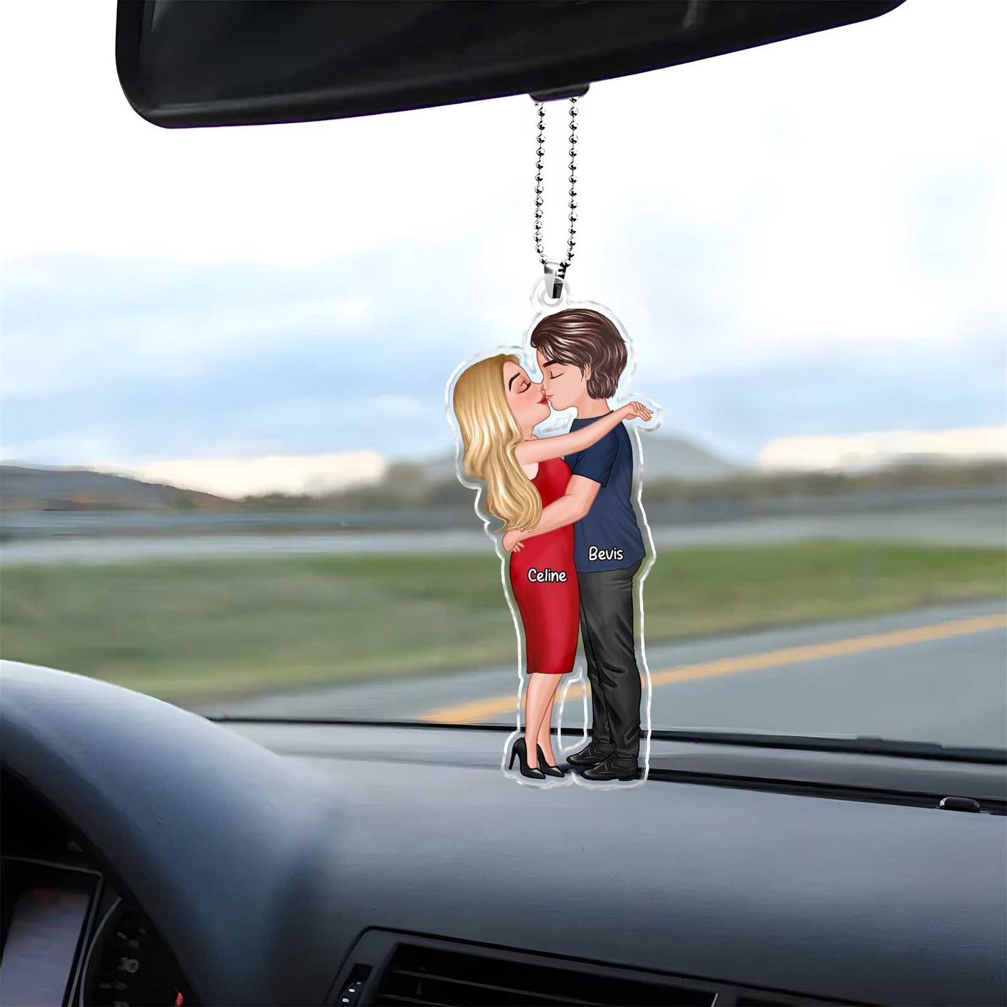 Couple - Hugging Couple - Personalized Acrylic Keychain