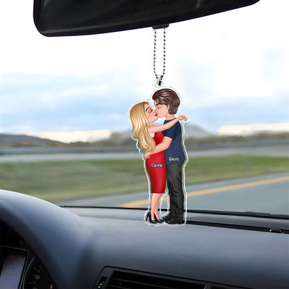 Couple - Hugging Couple - Personalized Acrylic Keychain