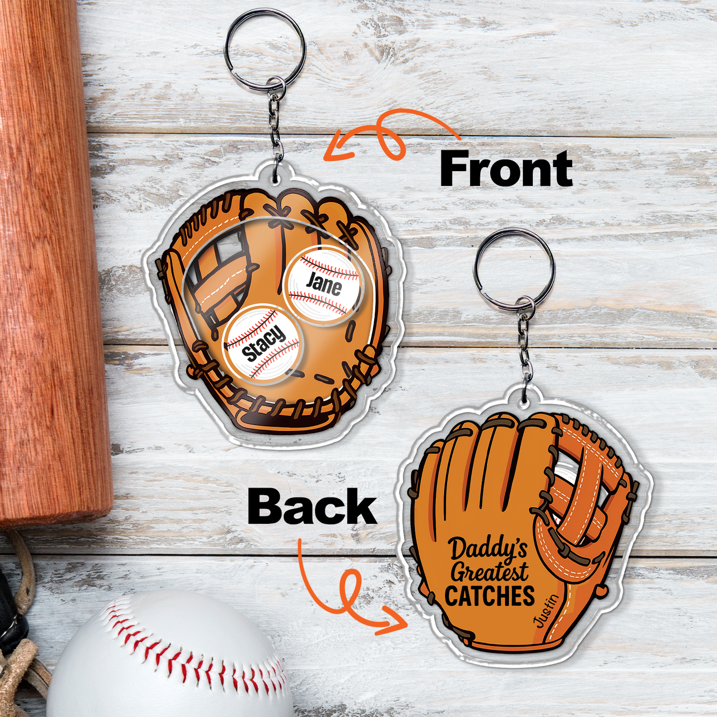 Father - Daddy's Greatest Catch Ever - Personalized Shaking Keychain