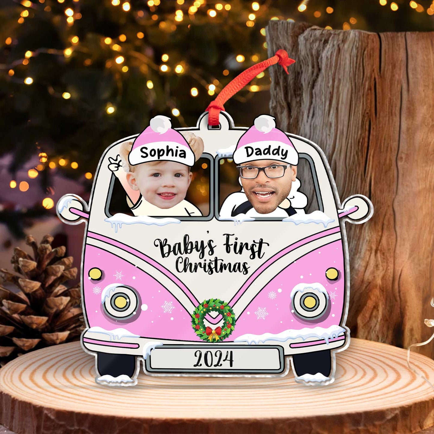 Family - Baby's First Christmas 2024 - Personalized Acrylic Car Ornament