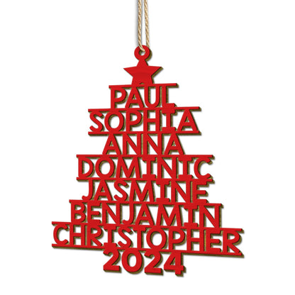 Christmas - Christmas Tree Family Bestie Coworker Custom Name - Personalized Wooden Cutout Ornament