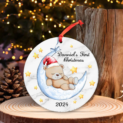 Family - Baby's First Christmas - Personalized Circle Ornament