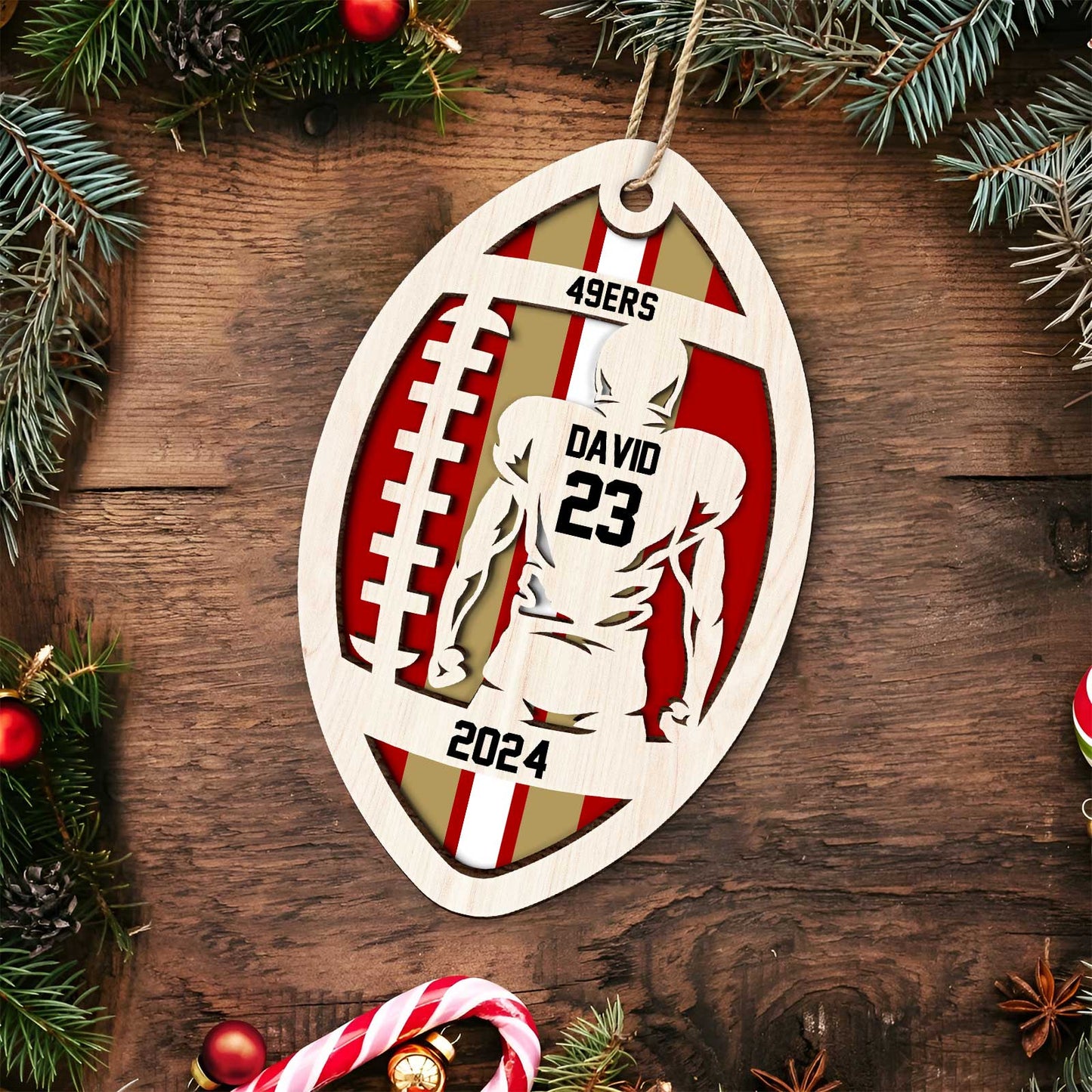 Sports - Football Player - Personalized 2-Layered Football Ornaments